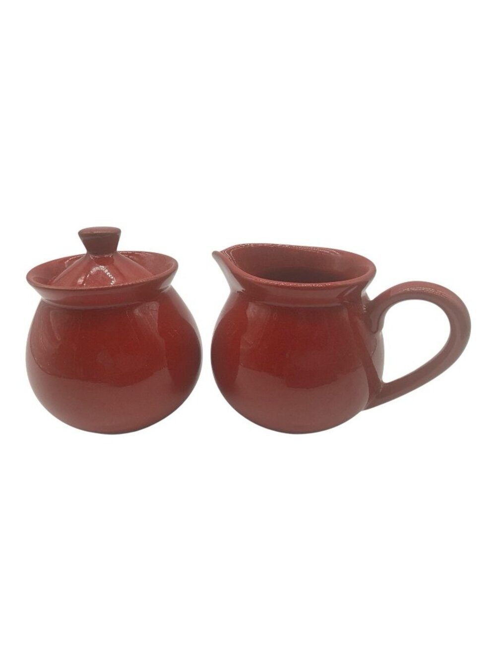 Waechtersbach Vintage Red Ceramic Creamer and Sugar Bowl Set in Cherry Red VTG